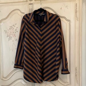 Chico's Navy and Rust Striped Shirt